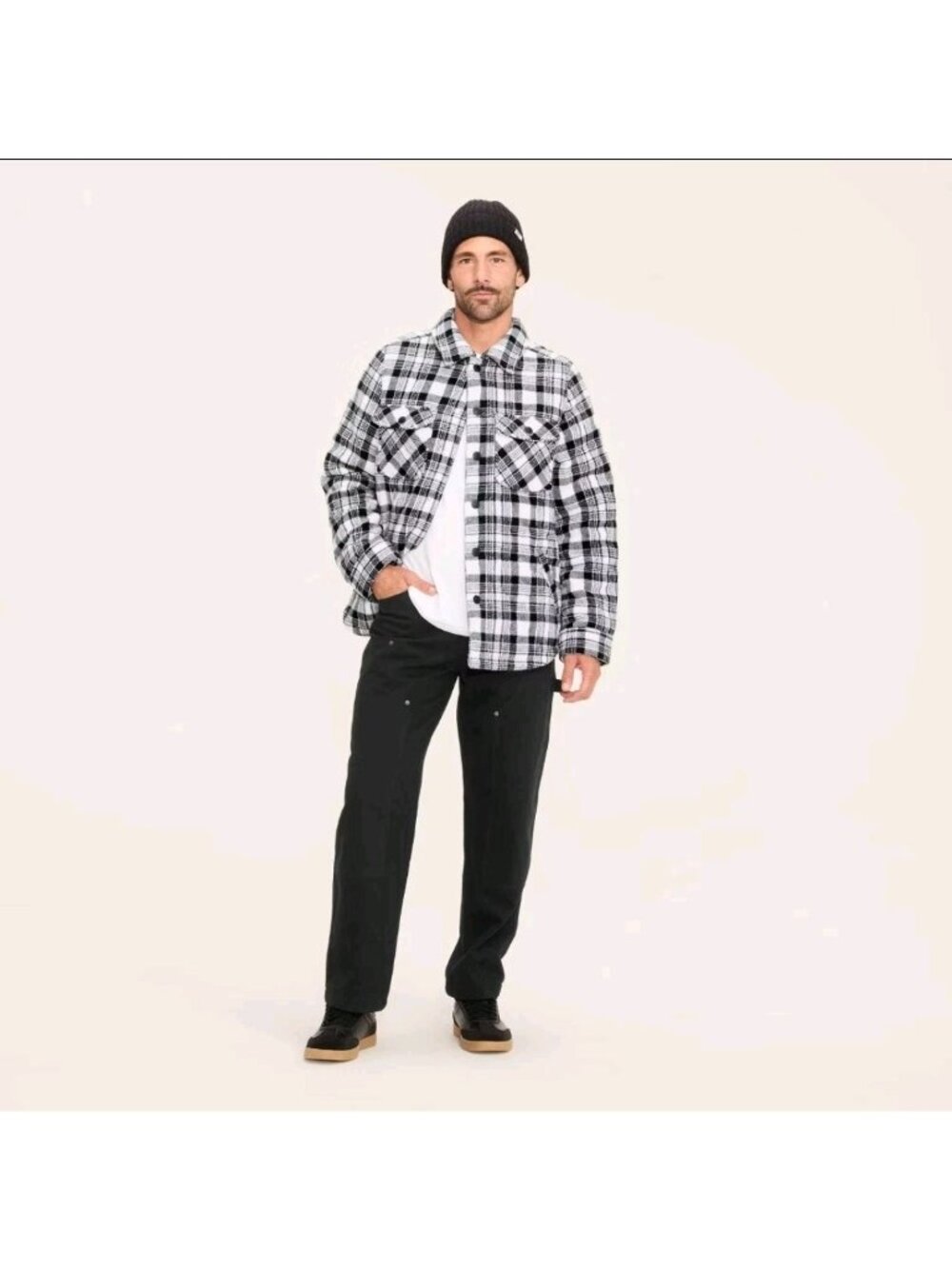 Men's Plaid Shacket - Woolrich x Target Black/White 4XL Button Down. Wl455